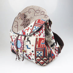 Fashionable Ethnic Backpack with Unique Drawstring Closure