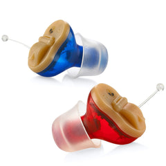 Premium Digital Hearing Aids for Seniors - Invisible in Canal (CIC) In-Ear Mini Sound Enhancer Set Near-Invisible Noise Cancelling Personal Sound Hearing Amplifier - Pair - MZ-21