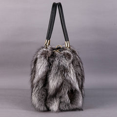 Luxury Fox Fur & Cowhide Mink Ladies Bag (Large Capacity)