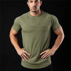 Solid Color Short Sleeve Fitness T-Shirt for Men