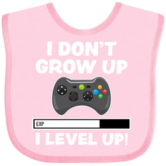 inktastic I Dont Grow Up I Level Up with Game Controller Black Baby Bib Pink 3459d