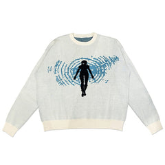 Women's Cartoon Print Loose Round Neck Sweater