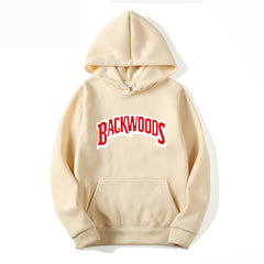 Men's Pullover Hoodie with BACKWOODS Print (Hip-Hop)