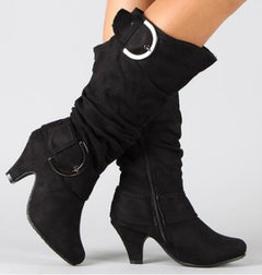 Belt Buckle Mid Calf Boots
