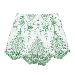 Embroidered V-Neck Crop Top and High-Waist Shorts
