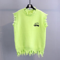 Fashionable Cartoon Knitted Vest Set with Long Sleeve Shirt