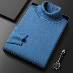 Slim-Fit Solid Color Turtleneck Pullover Sweater