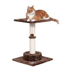 Furhaven 22.5" Tall Cat Tree for Indoor Cats Ft. Sisal Scratching Post Plush Ball Toy & Busy Box Toy - Tiger Tough Scratching Post Interactive Playground - Brown One Size