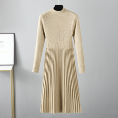 Long Knit Sweater Dress for Women with Overcoat