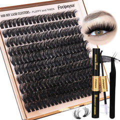Focipeysa Eyelash Extension Kit 200pcs 80D Mink Fur False Eyelashes 10-18mm DIY Lash Clusters Matte Black Vegan Cruelty Free Includes Lash Bond & Remover Tweezers