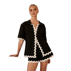 2024 New Women's Casual Loose Short Shirt Set