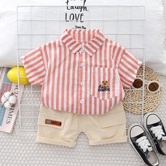 Striped Cotton-Linen Blouse with Doll Design