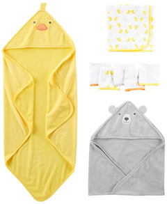 Simple Joys by Carters Baby Infant 8-Piece Towel and Washcloth Set Grey Bear/Yellow Ducks One Size