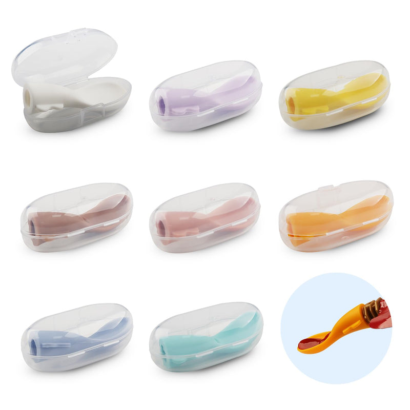 Universal Baby Food Pouch Spoon Attachment - 8 Pack Silicone Baby Spoons for Pouches Travel-Friendly Baby Food Squeeze Pouch Spoon