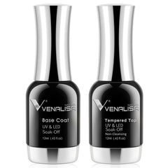 VENALISA Base and Top Coat Gel Nail Polish set - 2 PCS Gel Polish Set Soak Off UV LED Gel Polish for DIY at Home Nail Art Salon Manicure Gift Starter Kit