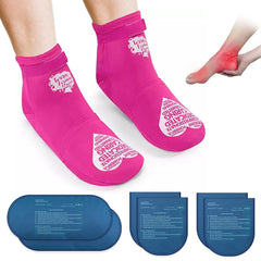 Reusable Cold Therapy Socks Gel Ice Pack for Feet Heels Injuries Swelling Hot and Cold Therapy Socks for Plantar Fasciitis Neuropathy Chemotherapy Pain Relief for Foot Ankle (Pink)