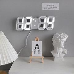 Digital 3D LED Big Wall Desk Alarm Clock Snooze 12/24 Hours Auto Brightness USB