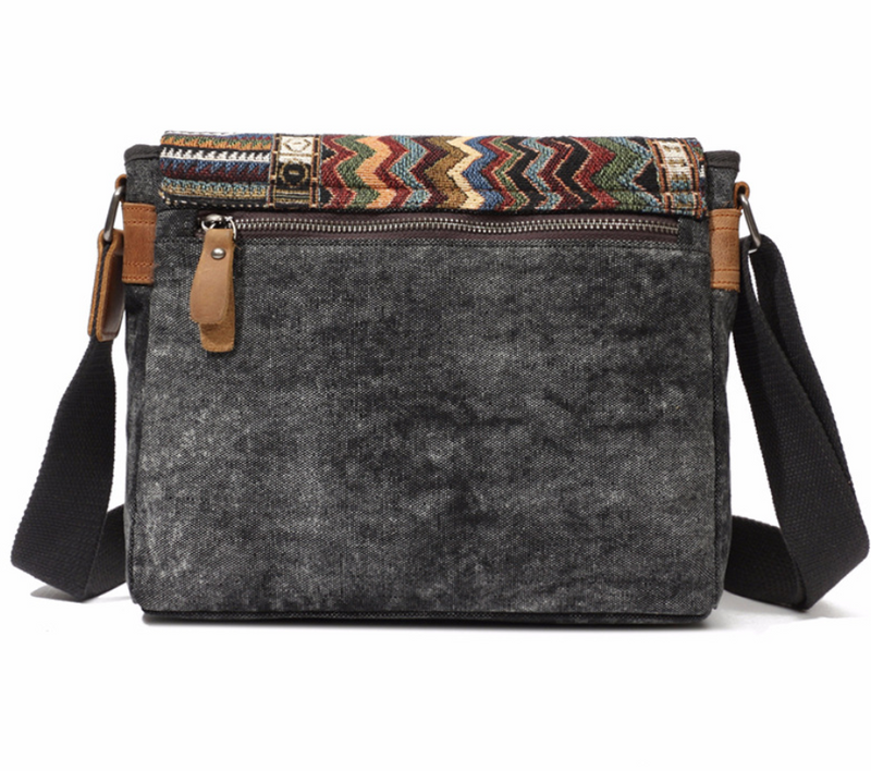 Vintage Canvas Crossbody Bag with Magnetic Closure