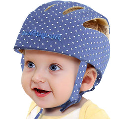 IULONEE Infant Baby Helmet for Crawling Running Soft Adjustable Cap When Learning to Walk Children Walking Harnesses Hat Toddler Helmets 8-48 Months for All Seasons (Dot Blue)