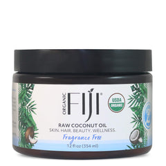 Organic Fiji Raw Cold Pressed Coconut Oil for Hair Skin Face & Body | Relaxing Massage Oil | Fragrance Free 12 oz for Women Men & Baby