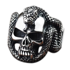 Men's Vintage Personalized Python Skull Ring