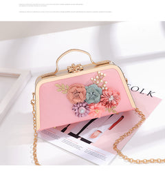 Elegant Floral Chain Shoulder Evening Clutch Bag for Women