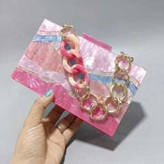 Colorful Stripes Acrylic Handbag - Women's Evening Clutch