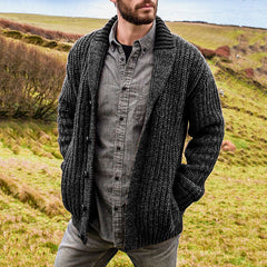 Men's Solid Color Long Sleeve Knit Cardigan Sweater