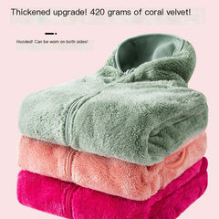 Reversible Fleece Hoodie for Men and Women, Warm
