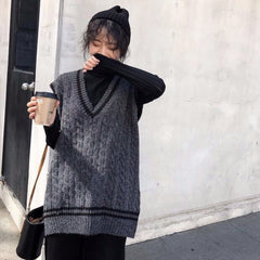 Autumn Winter College Style V-Neck Sweater Vest