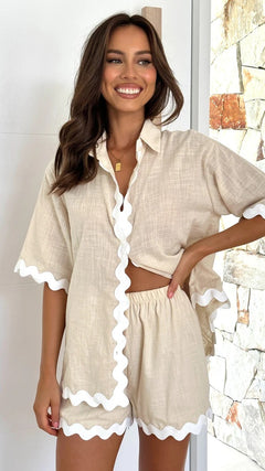 2024 New Women's Casual Loose Short Shirt Set