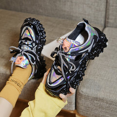 Trendy Women's Chunky Sole Sneakers with Colorful Sole