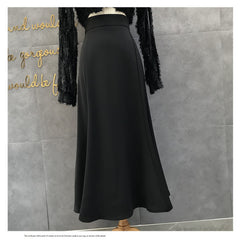 A-Line High Waist Slimming Midi Skirt with Zipper