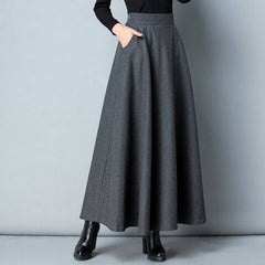 Women's Mid-Length Woolen Swing Skirt for Fall/Winter