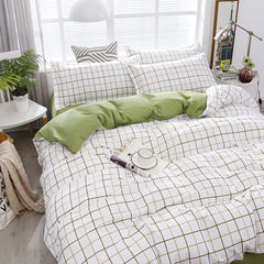 Nordic Style White & Green Bedding Set for Queen Bed