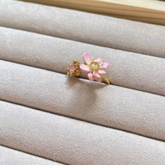 Three-Dimensional Flower Enamel Ring for Women