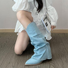 Retro High-Top Pointed Boots for Women 2024