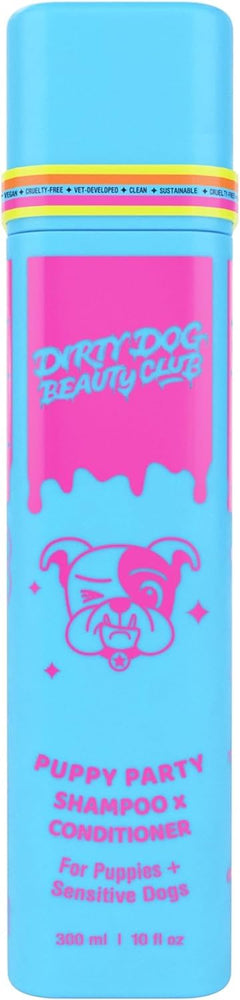 Dirty Dog Beauty Club - Puppy Party Shampoo & Conditioner for Pets - Gentle Formula Organic Essential Oils Vet & Scientist Formulated Vegan Paraben Free Hypoallergenic -300 ml (10 oz) Unscented