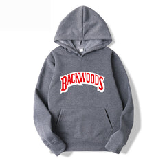 Men's Pullover Hoodie with BACKWOODS Print (Hip-Hop)
