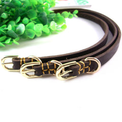 Adjustable Genuine Leather Dog Collar for Small Dogs