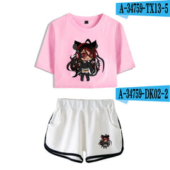 2D Custom Gacha Life Crop Top and Shorts Set