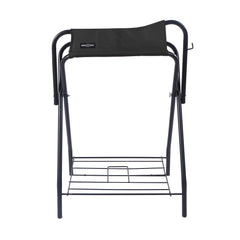 Harrison Howard Saddle Stand Freestanding Full-Size Portable Floor Horse Saddle Rack with Fabric Adds Protection to Underside of Saddle Prevents Bar Indentations Secure Saddle Saddle Black