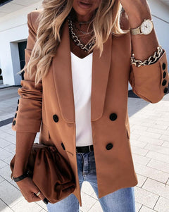 Double-breasted Long-sleeved Suit for Autumn/Winter