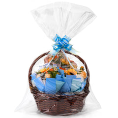 Aubeco 20 Pcs 24 x 30 Inch Clear Basket Bags Large Cellophane Wrap for Baskets Plastic Packaging Bags