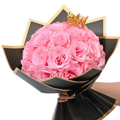Waipfaru Pink Glitter Roses Bouquet DIY Fake Flowers Bouquet Everlasting Shiny Artificial Rose Bouquet for Valentines Day Anniversary Engagement Wedding 24 Roses