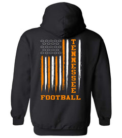 Trenz Shirt Company Tennessee Team Colors Orange and White Football Flag Unisex Hoodie-Black-medium