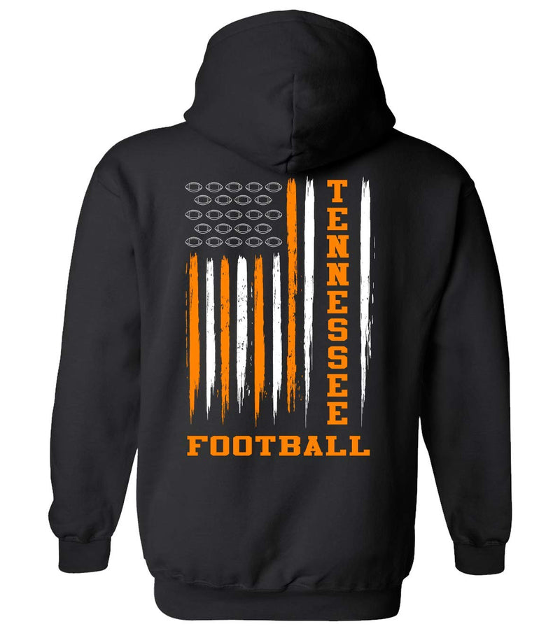 Trenz Shirt Company Tennessee Team Colors Orange and White Football Flag Unisex Hoodie-Black-medium