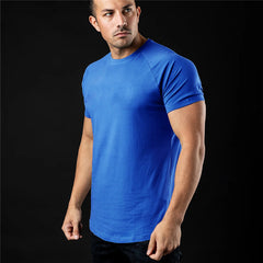 Solid Color Short Sleeve Fitness T-Shirt for Men